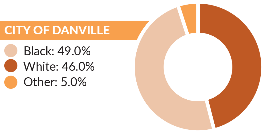 Graph showing the race/ethnicity breakdown in the city of Danville