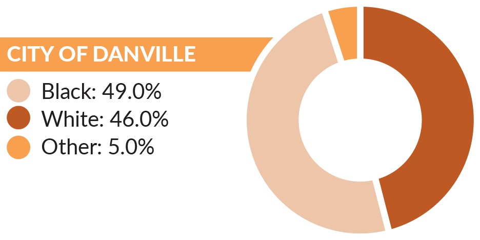 Graph showing the race/ethnicity breakdown in the city of Danville